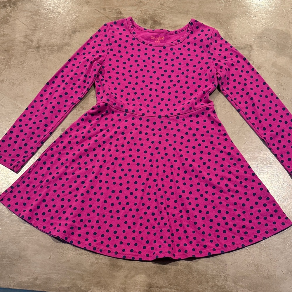 Cat & Jack Fuchsia Dress with Navy Polka Dots